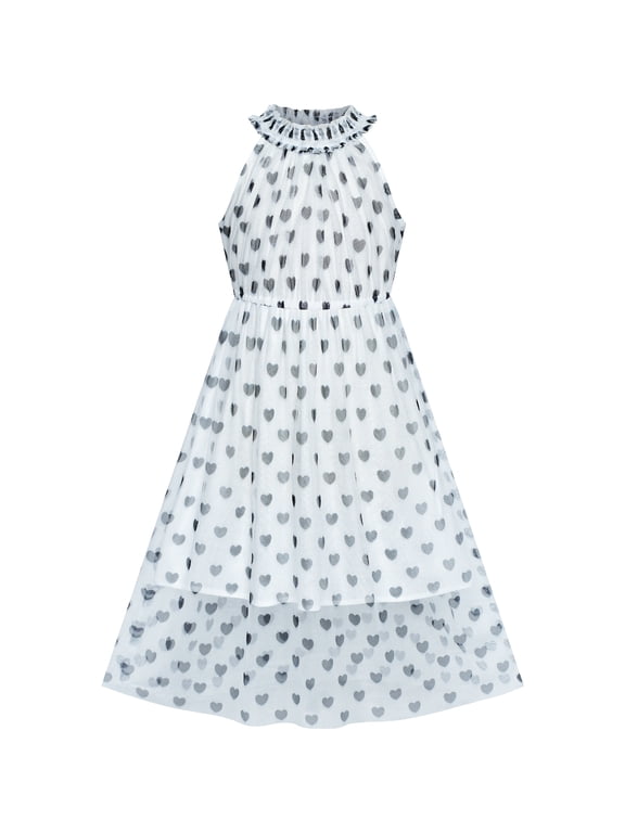 Girls Dress Colorful Heart Lace Halter Flower Girl Dress 7 Years
