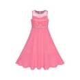 thumbnail image 1 of Girls Dress Coral Rhinestone Chiffon Bridesmaid Dance Maxi Gown 6 Years, 1 of 6