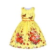thumbnail image 1 of Girls Dress Cotton Rose Flower Double Bow Tie Party 11-12 Years, 1 of 9