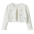 thumbnail image 1 of Girls' Dress Cover up Shawl, Long Sleeve Knit Boleros Cardigan, Kids Button Front Shrugs Sweaters Cropped Jacket White 9Y, 1 of 7