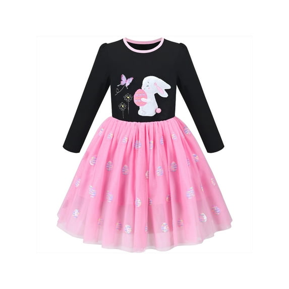 Girls Dress Easter Bunny Egg Long Sleeve Princess Party Tulle Holiday 7 Years
