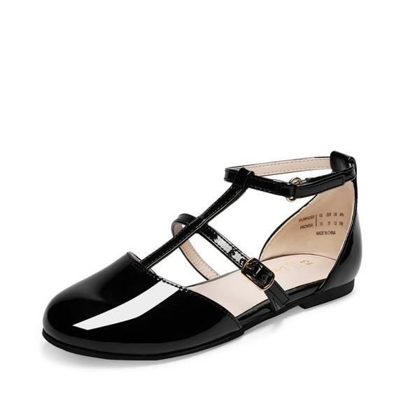 Girls' Dress Flats with Ankle Strap & Cushioned Heel for Casual or Formal Wear