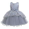 thumbnail image 1 of Girls Dress Floral Baby Girl Princess Bridesmaid Pageant Gown Birthday Party Wedding Dress Grey 18 Months-24 Months, 1 of 5