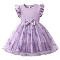 thumbnail image 1 of Girls Dress Floral Embroidery Dress With Bow Tie Puffed Sleeves Casual Party Toddler Kids Birthday Party Wedding Dresses,Size 3-4 Years, 1 of 7
