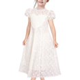 thumbnail image 1 of Sunny Fashion Girls Dress Floral White Lace Pearl Heart Maxi Princess Short Sleeve 6 Years, 1 of 2
