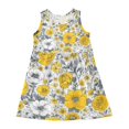 thumbnail image 1 of Girls Dress Flowers Yellow and White Sleeveless Dress for Girls Hem A-Line Casual Sundress, 1 of 7