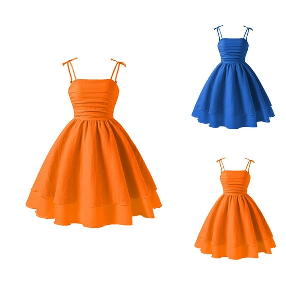 Girls Dress Girls Formal Dresses Summer Girls Solid Color Dress With Bow Knot Sweet Sleeveless For Kids