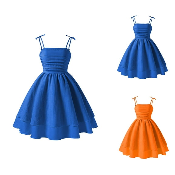 Girls Dress Girls Formal Dresses Summer Girls Solid Color Dress With Bow Knot Sweet Sleeveless For Kids