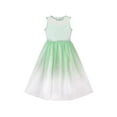 thumbnail image 1 of Girls Dress Gradient Green Lace Embroidery Bodice Glitter Sleeveless 6 Years, 1 of 6