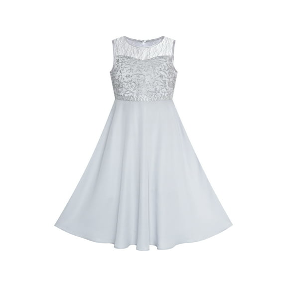 Girls Dress Gray Chiffon Bridesmaid Maxi Ball Gown 8 Years