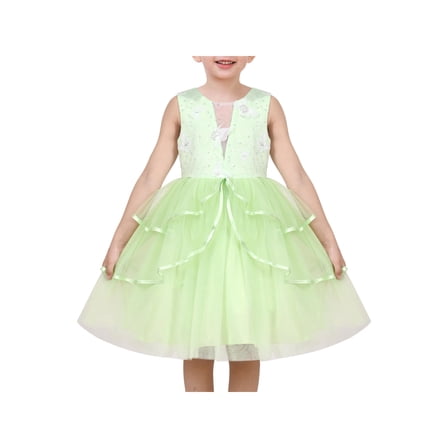 Girls Dress Green Butterfly Sequin Layer Tulle Sleeveless Summer Princess 5 Years