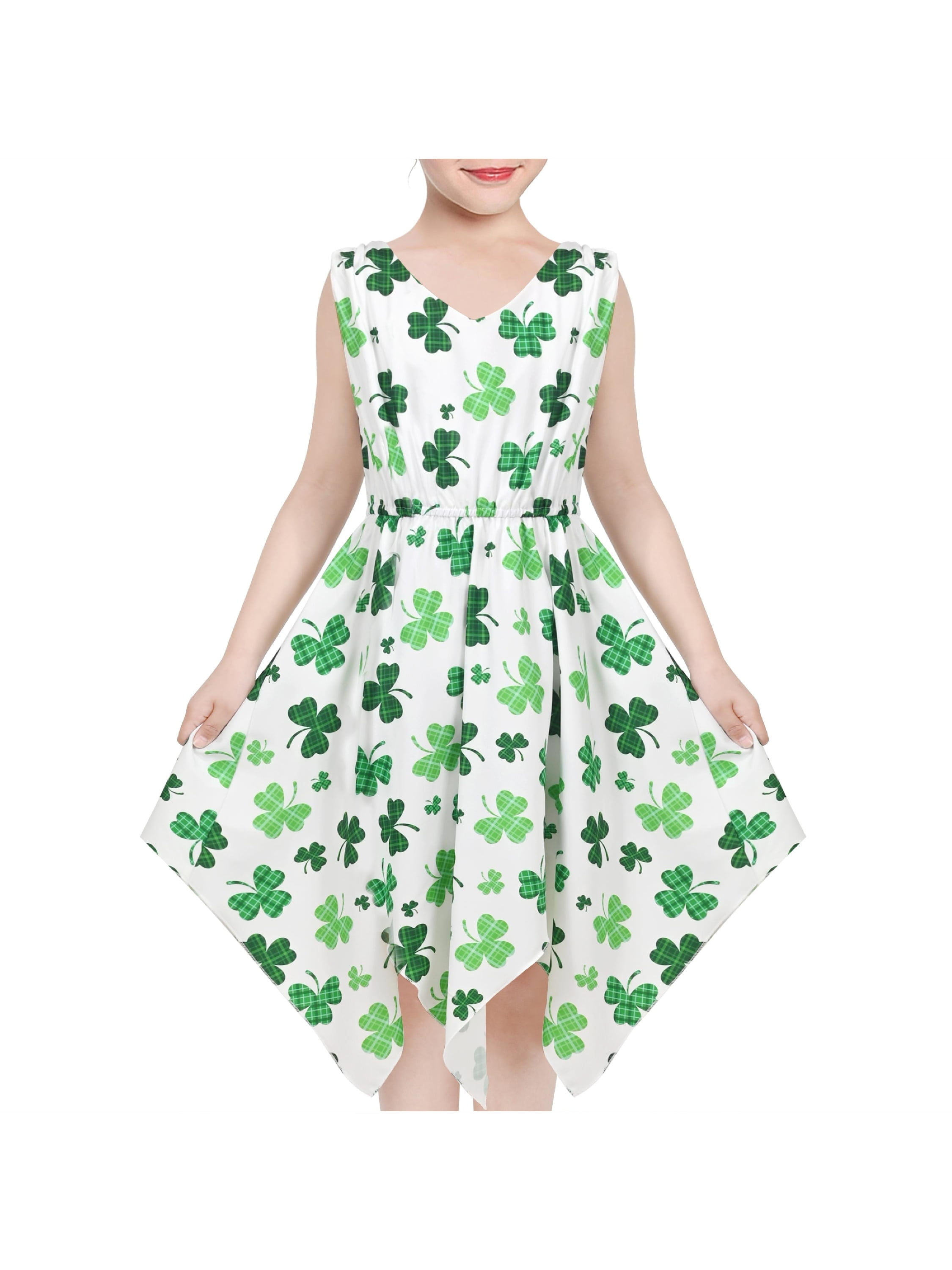 Girls Dress Green Clover St Patrick Hanky Hem Festive Party Spring Summer  14 Years - Walmart Business Supplies