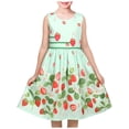 thumbnail image 1 of Sunny Fashion Girls Dress Green Floral Strawberry Embroidery Zigzag Summer 11-12 Years, 1 of 8