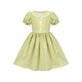 thumbnail image 1 of Girls Dress Green Lace Button Short Puff Sleeve Elegant Casual Formal 6 Years, 1 of 7
