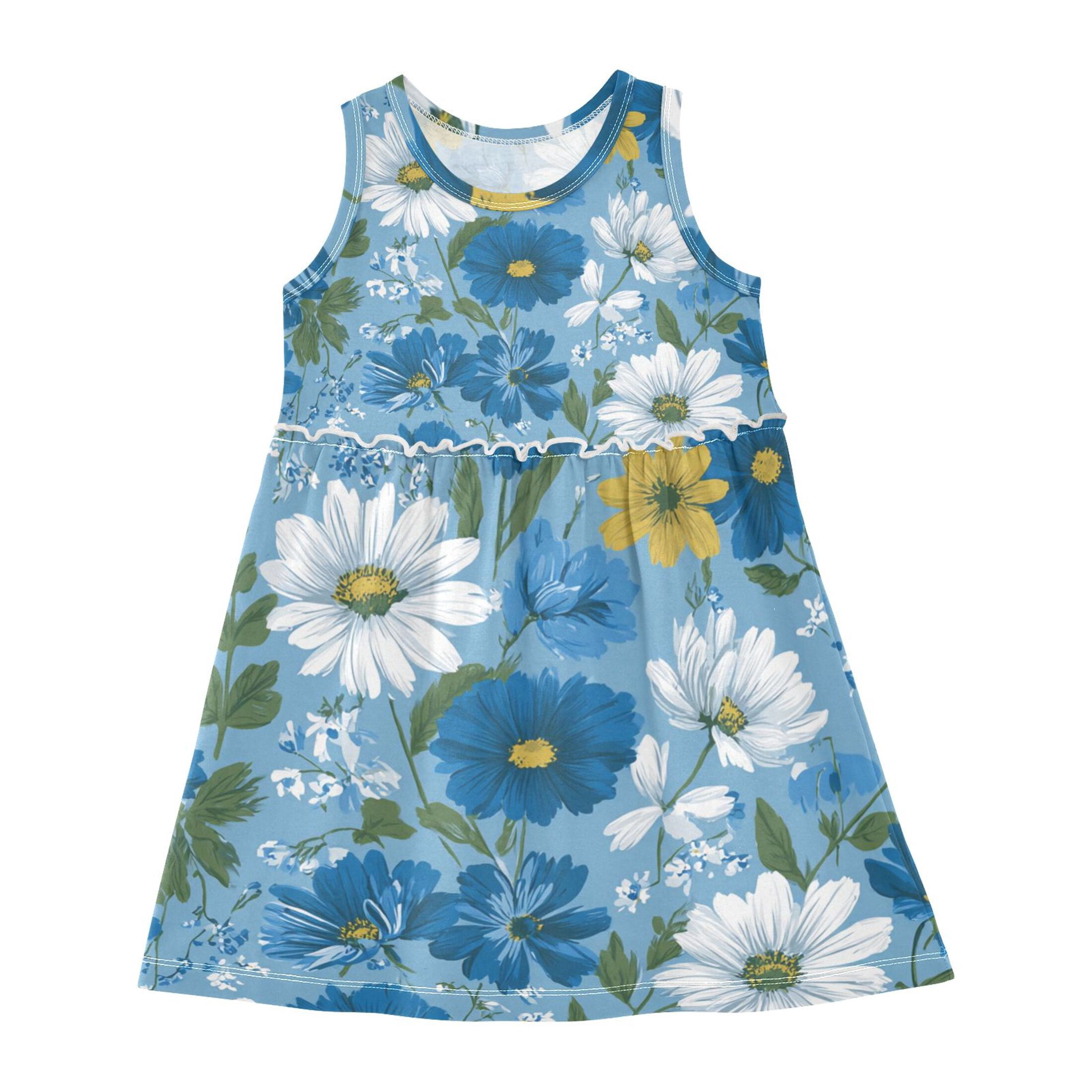 Girls' Floral Sundress Rose Design Sleeveless Dress for Kids
