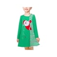 thumbnail image 1 of Girls Dress Green Shirt Santa Asymmetrical Striped Piano Christmas Casual 6 Years, 1 of 6