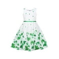 thumbnail image 1 of Girls Dress Green St Patrick Four Leaf Clover Bow Tie Summer Sleeveless 7 Years, 1 of 7