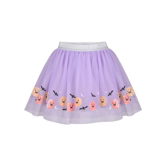 Girls Dress Halloween Bat Mesh Skirt Dancing Tutu Purple Sequin Pumpkin Face 2-3 Years
