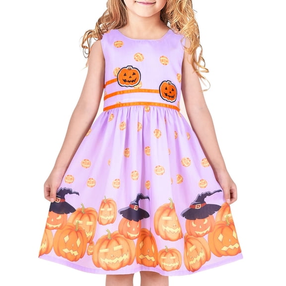Sunny Fashion Girls Dress Halloween Costume Pumpkin Cosplay Party Dress 7-8 Years