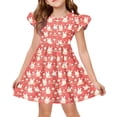thumbnail image 1 of Girls Dress Kids Easter Print Sleeveless Knee Length Patchwork Party Dress for Holiday Celebration Events Watermelon Red 2 Years-3 Years, 1 of 5