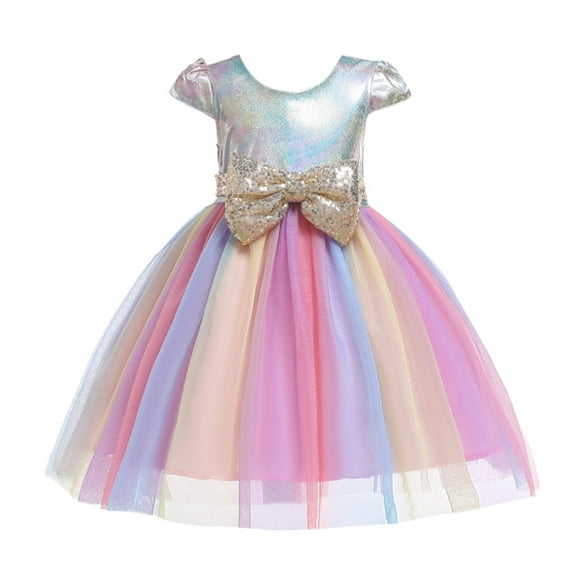 Girls Dress Kids Girls Sequin Princess Bridesmaid Pageant Gown Birthday Party Wedding Dress Pink 7 Years-8 Years