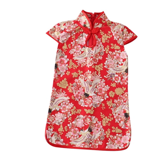 Girls Dress Kids Summer Cheongsam Qipao Children Dresses Tang Suit Party Dresses 3-4 Years