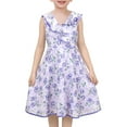 thumbnail image 1 of Girls Dress Lavender Floral Ruffle Collar Sleeveless Princess Sundress 8 Years, 1 of 7