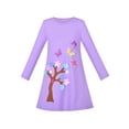 thumbnail image 1 of Girls Dress Long Sleeve Purple Butterfly Tree Embroidered Casual 8 Years, 1 of 1