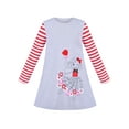 thumbnail image 1 of Girls Dress Long Sleeve Red White Striped Embroidery Flower Cotton 8 Years, 1 of 1
