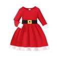 thumbnail image 1 of Girls Dress Long Sleeve Skater Twirly Swing Dress Kids Toddler Santa Rainbow Patterns Party Casual Dress, 1 of 8