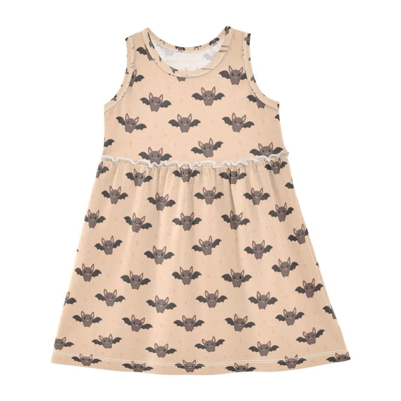 Girls Dress Many Cute Bats Sleeveless Dress for Girls Hem A-Line Casual Sundress