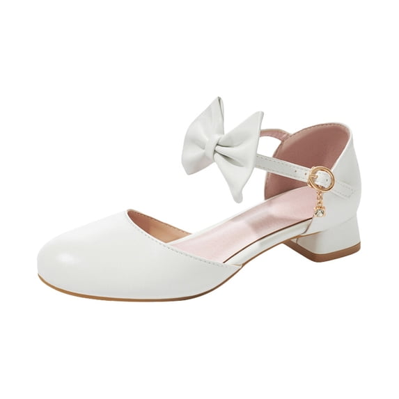 Girls Dress Mary Jane Dress Shoes Low Heels Flower Party Wedding Princess (Toddlers Small Children Big Children) Summer Beach Shoes White 12 Years-12.5 Years