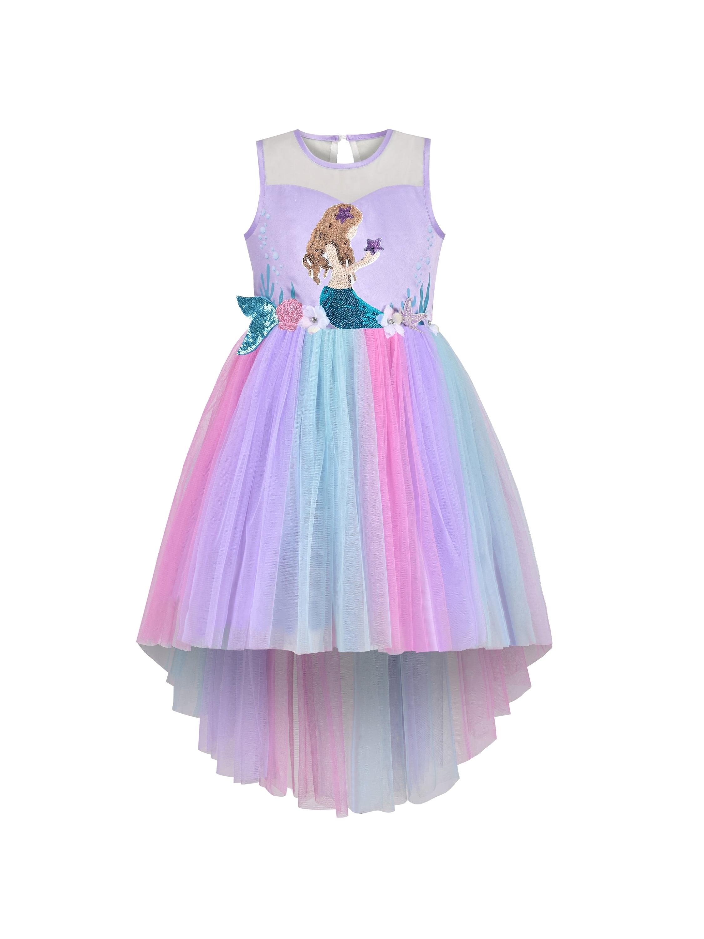 Girls Dress Multicolor Rainbow Mermaid Tail Princess Birthday Party 8 Years  - Walmart.com