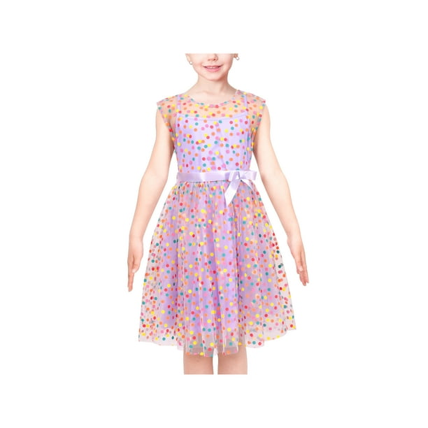 Girls Dress Multicolor Rainbow Polka Dot Retro Purple Tulle Party Gown 7 Years Walmart Business Supplies
