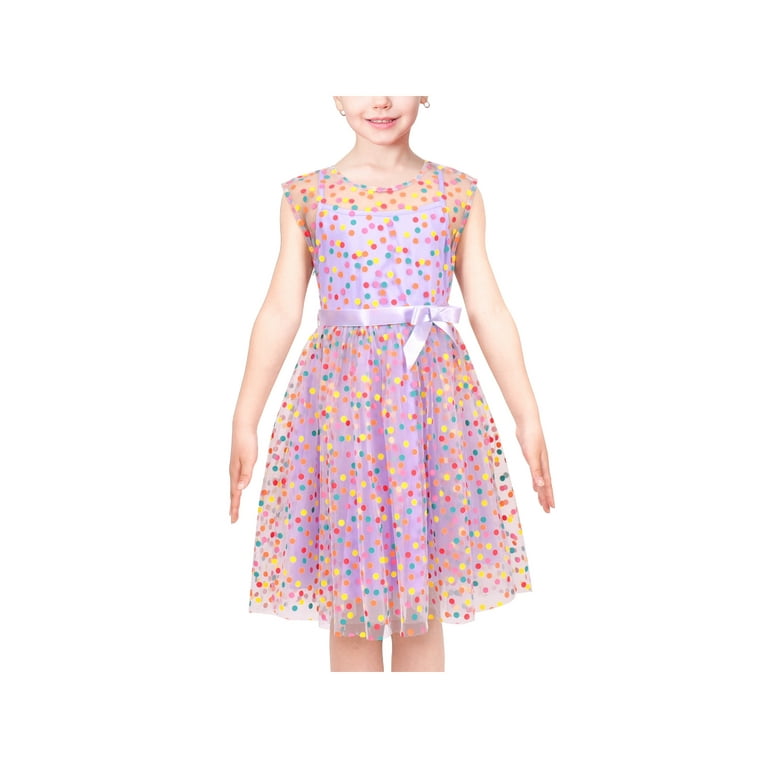 Girls Dress Multicolor Rainbow Polka Dot Retro Purple Tulle Party Gown 7 Years Walmart