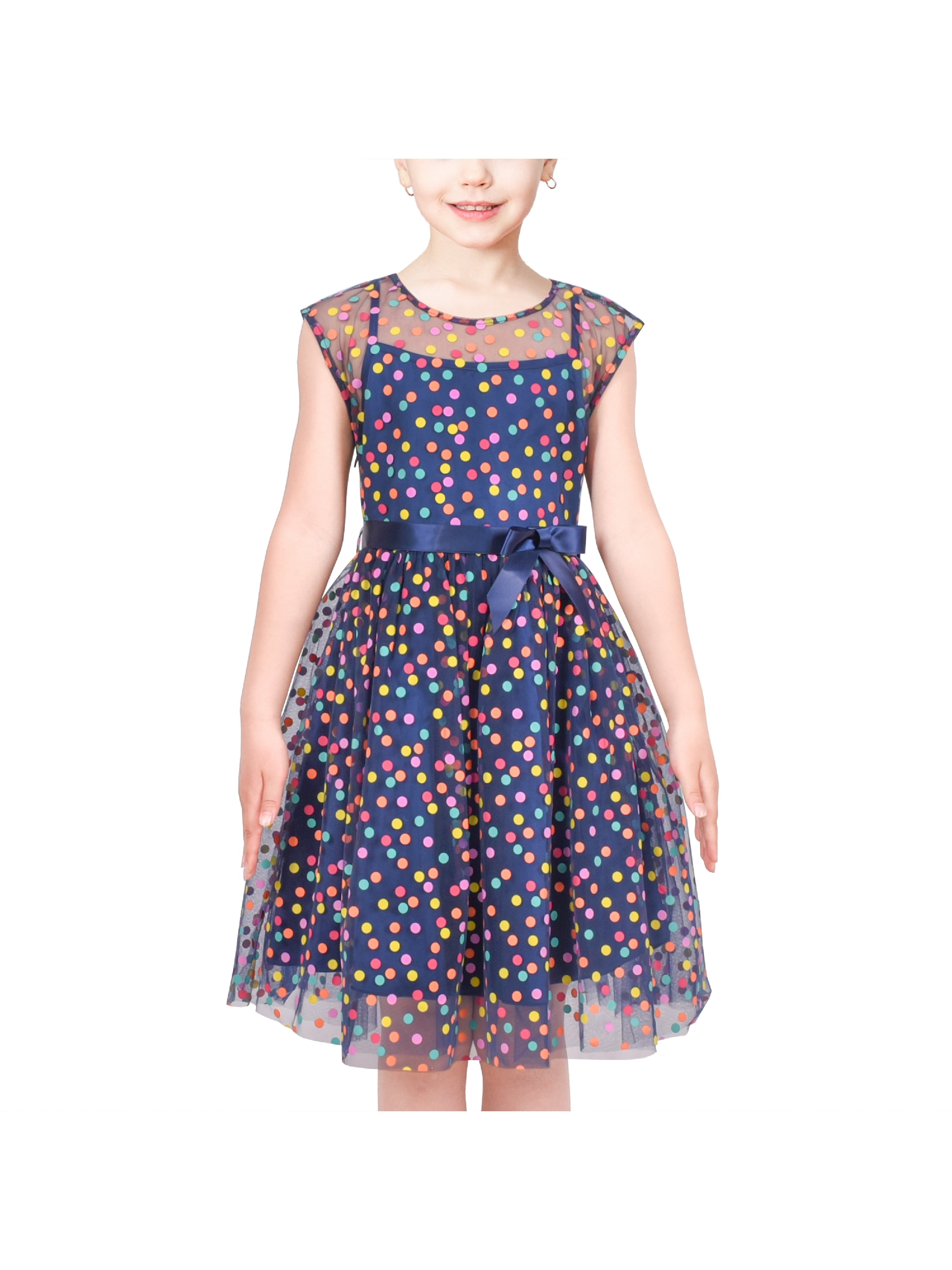 blue and purple polka dot dress Girls Polka Dot Dress, Sleeveless Purple Pink Polka Dot Dress, 50s Dance Costume, Attached Petti, Bow, Pageant Personality Wear, Interview