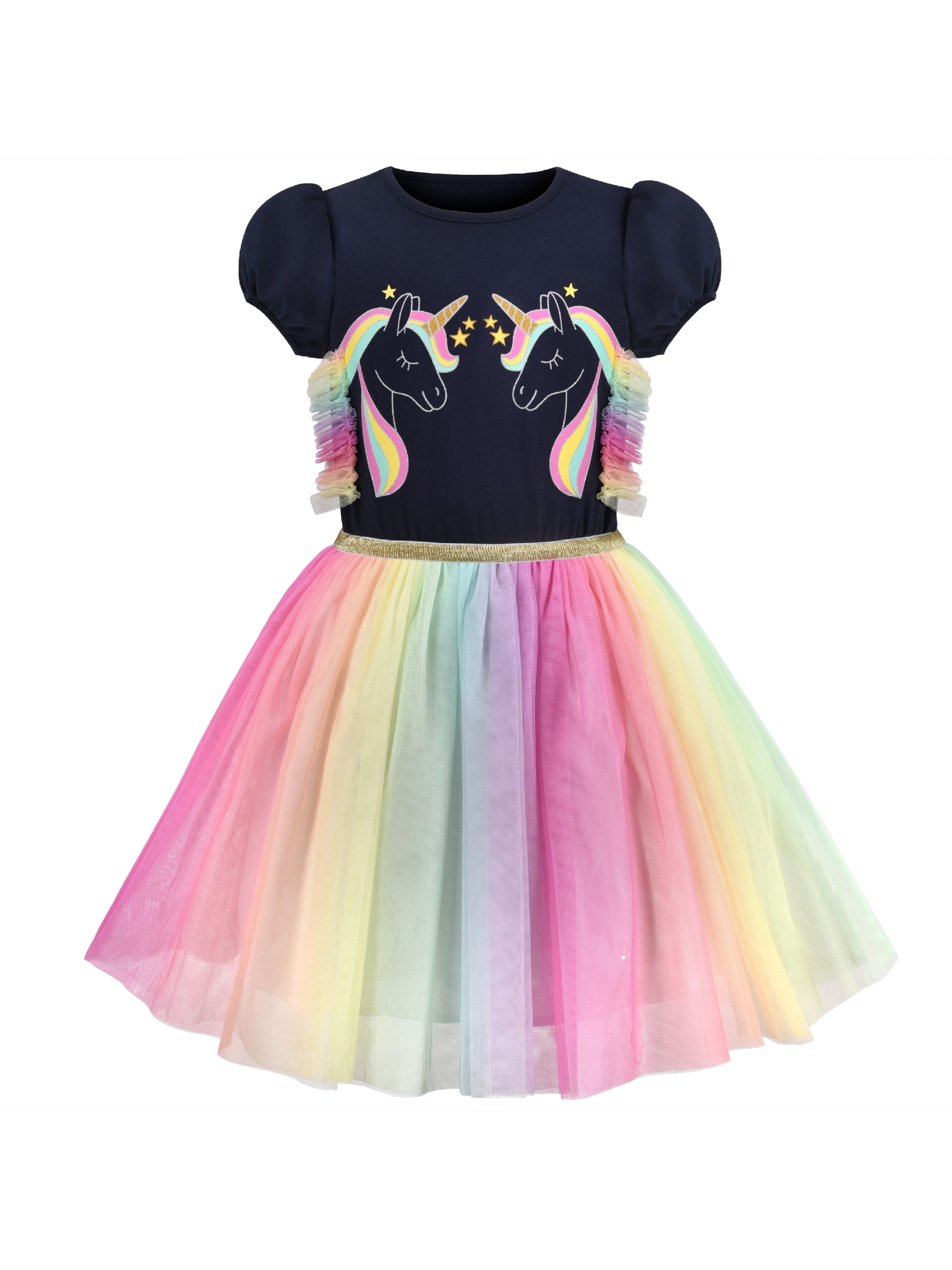 sunny fashion unicorn dress Sunny Fashion beautiful, sleeveless, pastel rainbow Unicorn dress, girl's 8