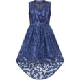 thumbnail image 1 of Girls Dress Navy Blue Lace Halter Hi-low Dress Dancing Party 10 Years, 1 of 8