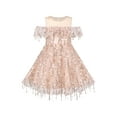 thumbnail image 1 of Girls Dress Off Shoulder Sequin Stripe Vintage Flapper Glitter Dress 8 Years, 1 of 6