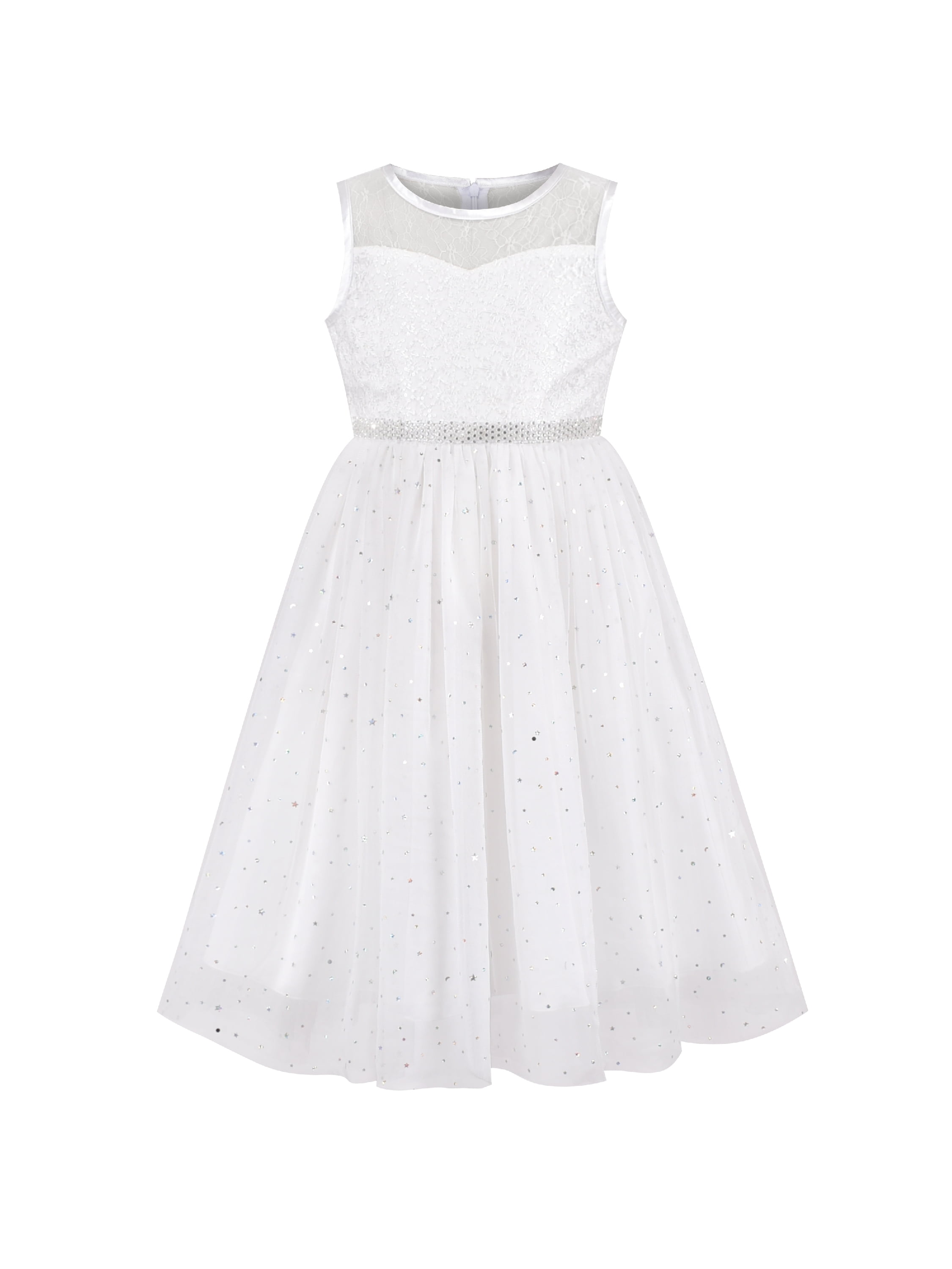 girls white sequin dress Girls Dress Style 5065