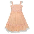 thumbnail image 1 of Girls Dress Orange Tank Smocked Ruffle Skirt Sundress 4, 1 of 8