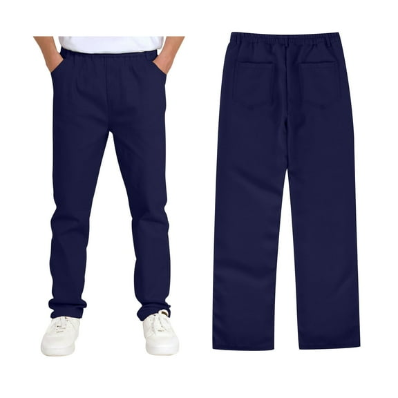 Girls Dress Pants High Stretch Elastic Waist Flat Front School Slacks with Pockets for Kids