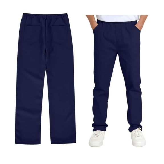 Girls Dress Pants High Stretch Elastic Waist Flat Front School Slacks with Pockets for Kids