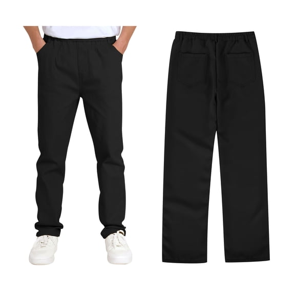 Girls Dress Pants High Stretch Elastic Waist Flat Front School Slacks with Pockets for Kids