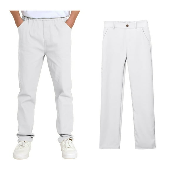 Girls Dress Pants High Stretch Elastic Waist Flat Front School Slacks with Pockets for Kids
