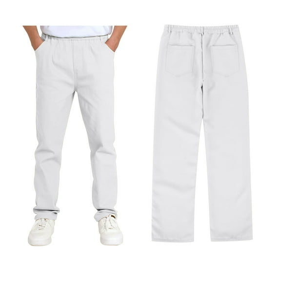 Girls Dress Pants High Stretch Elastic Waist Flat Front School Slacks with Pockets for Kids