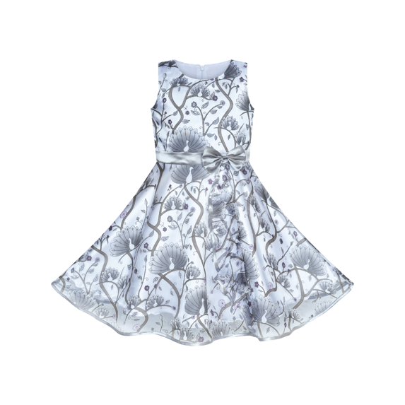 Girls Dress Peacock Silver Gray Tulle Pageant Party 4-5 Years