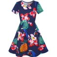 thumbnail image 1 of Girls Dress Pineapple Leaf Flower Parrot Print Tropical Sundress 6, 1 of 7