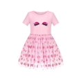 thumbnail image 1 of Girls Dress Pink Big Eye Shiny Heart Valentine V-day Short Sleeve 6 Years, 1 of 6
