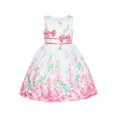 thumbnail image 1 of Girls Dress Pink Casual Rose Flower Double Bow Tie 4-5 Years, 1 of 7